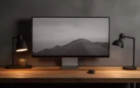 monitor 4K em cima de escrivaninha