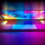 notebook semi aberto com imagem super colorida e de qualidade ilustrando o assunto sobre notebook com placa de vídeo GTX 1650